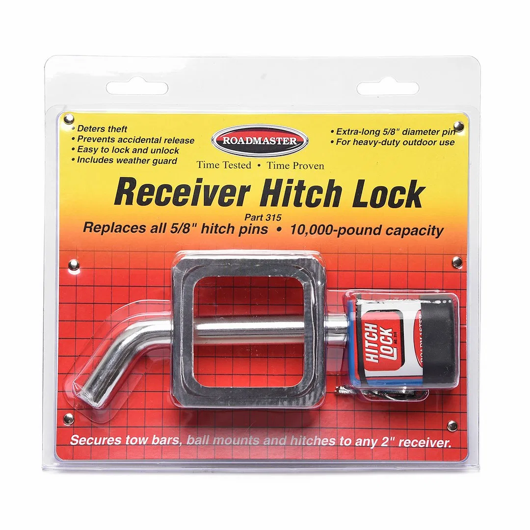 315 – ROADMASTER Trailer Hitch Pin, Bent Pin 5/8 Inch Diameter Extended Shank Length With Keyed Lock With Keyed Dust ...